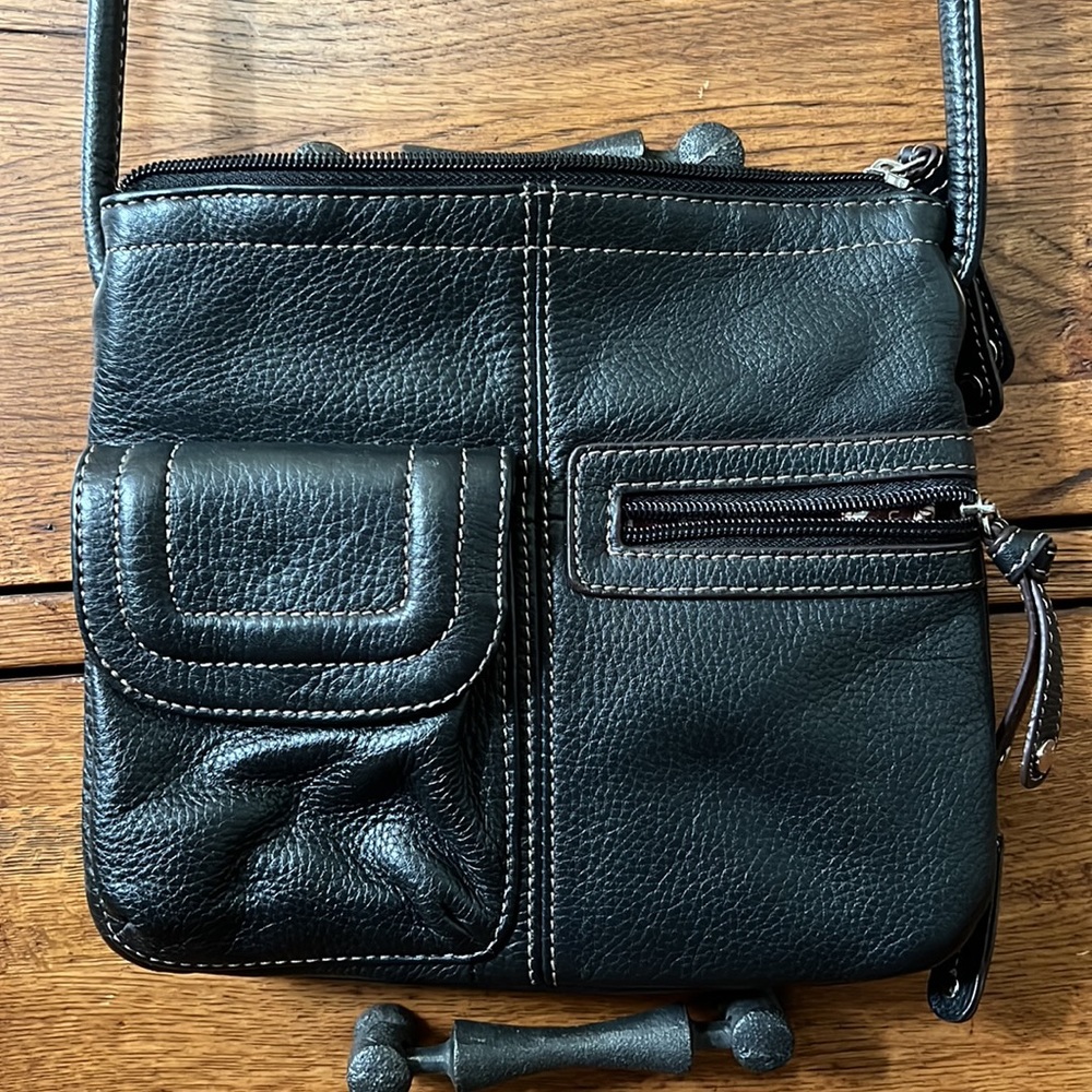 Tignanello black pebble leather crossbody